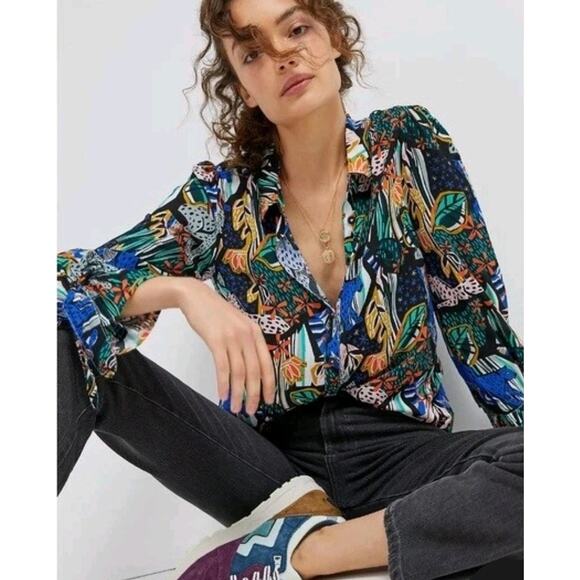 Anthropologie Maeve Masha Volnova Jungle Daydream Carmiel Button Down Shirt US 4 - Picture 14 of 14